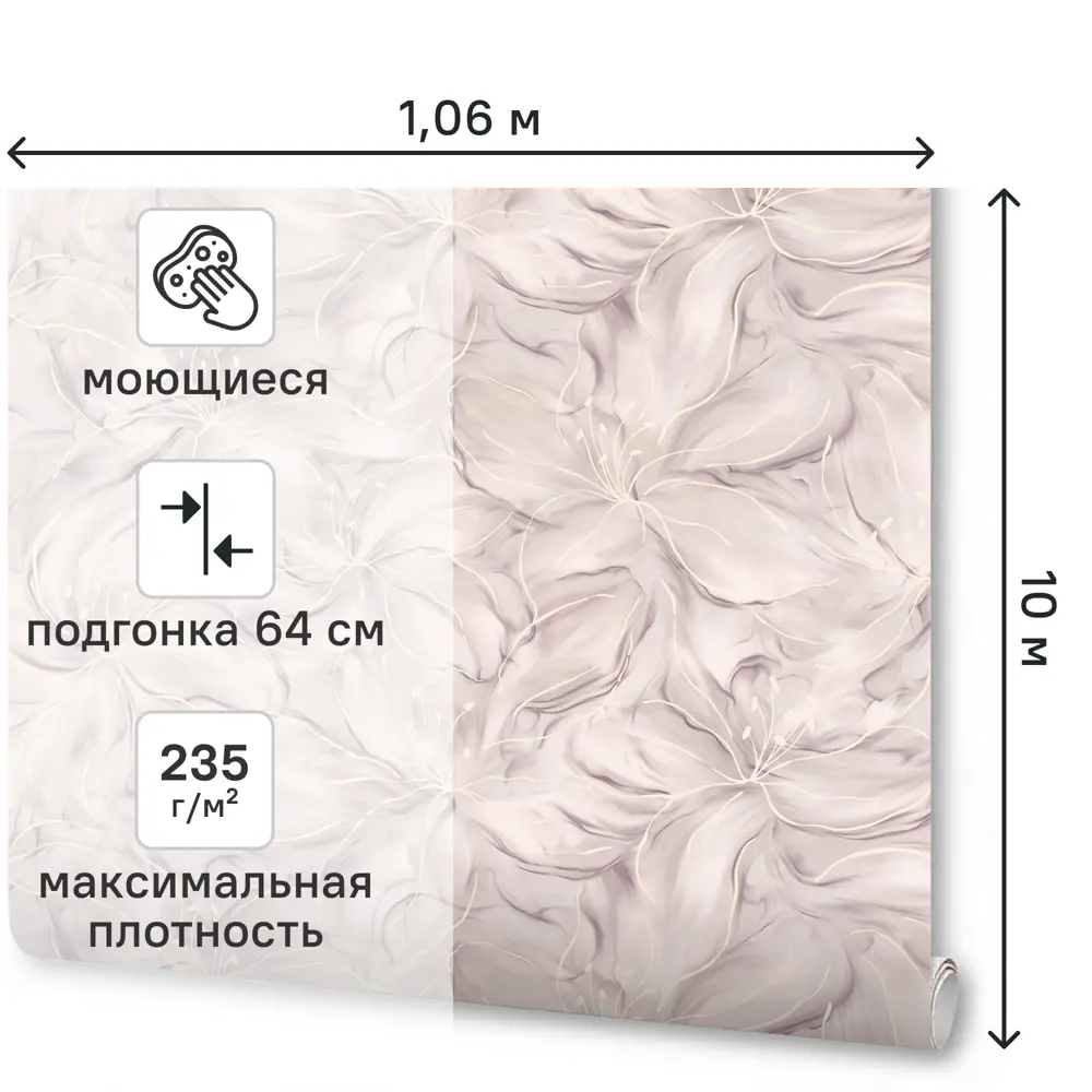 Обои флизелиновые Wallsecret Blanche бежевые 1.06 м 8935-26 STLM-2097008 - Вид №1