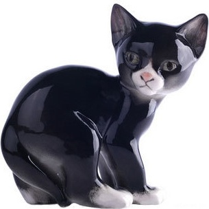80386 Императорский фарфоровый завод Скульптура "Кошка" (чёрная) Фарфор твердый 