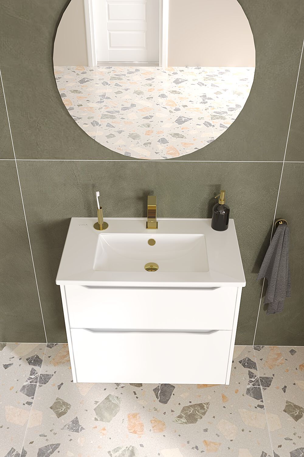 Подвесной шкаф для умывальника со встроенной раковиной с ящиками VitrA Bathrooms Integra Square ARCH-00087865 - Вид №8