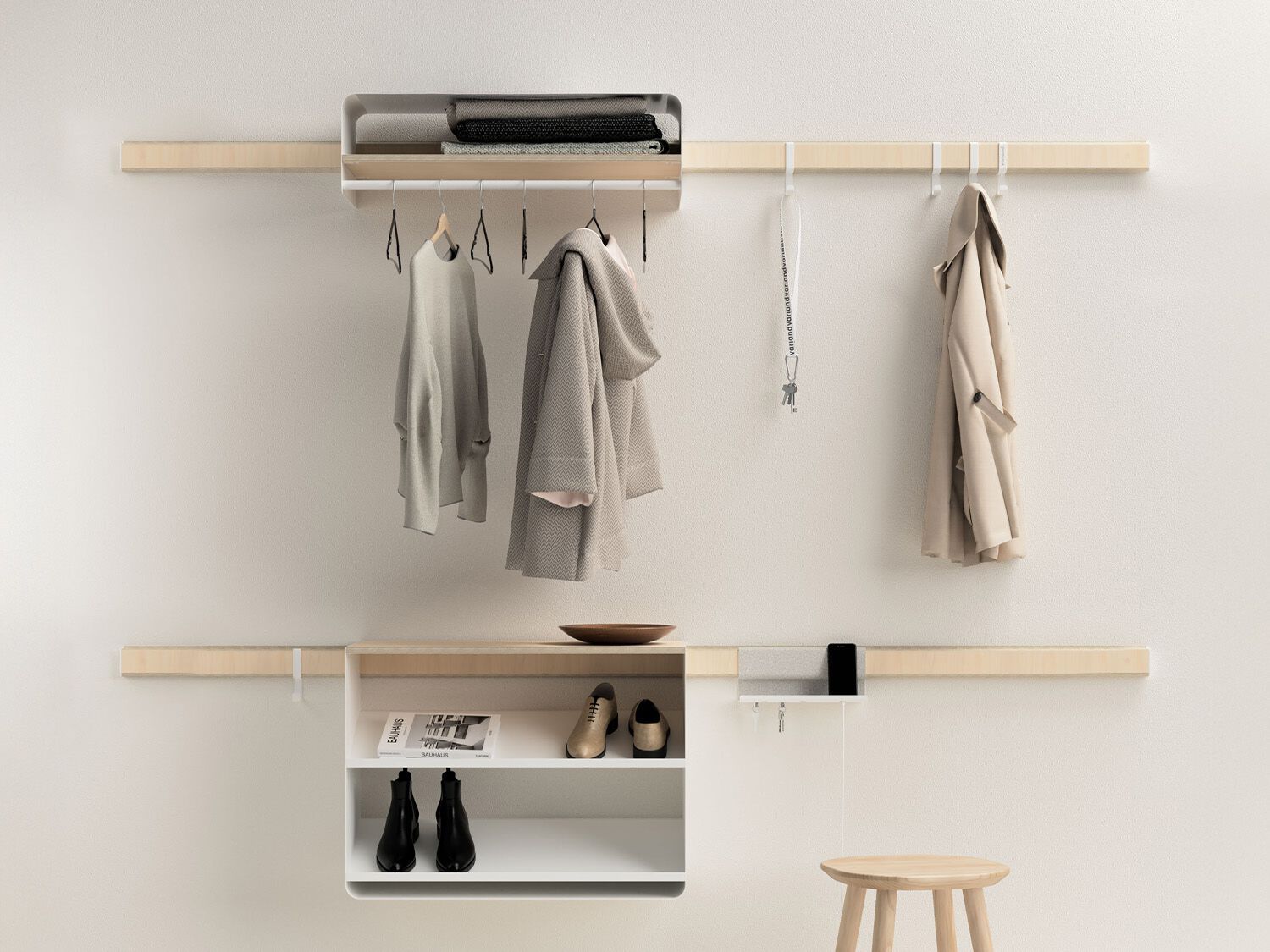 Настенная деревянная секционная прихожая Variand Furniture E05 ARCH-00019550