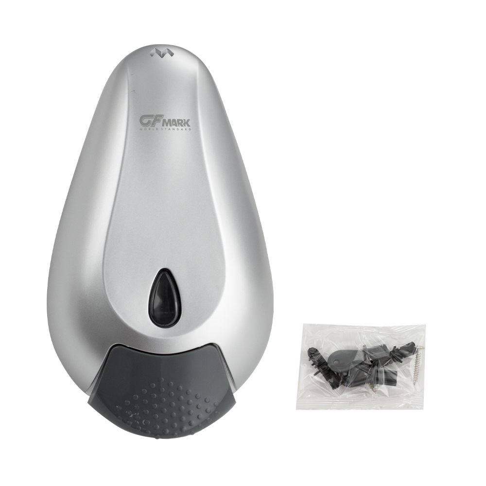 GFmark - Дозатор жидкого МЫЛА, универсальный, пластиковый, СЕРЫЙ, с глазком - капля, 400 мл, код: 638  - Вид №9