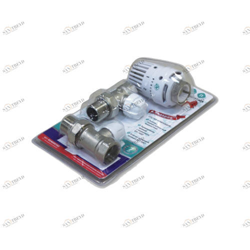 Термокомплект №1 (термоклапан прямой вн/нар, клапан запорный прямой, термоголовка) 3/4 Royal Thermo sun-id-645967