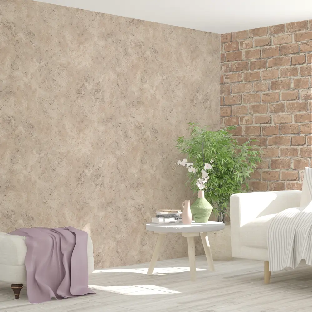 Обои флизелиновые Inspire Rock коричневые 1.06 м Cream 5 83617691 STLM-2102558 - Вид №3