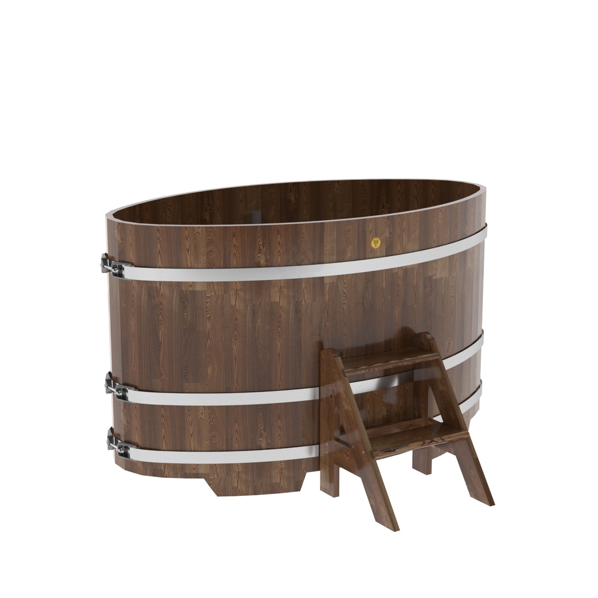 1511 Купель овальная из сращенных ламелей лиственницы 0,92х1,66х1,0 морёная Alyarus 