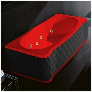 Ванна Gruppo treesse New Classic Young STX-V674B-DX-KC-KZ красная с золотой фурнитурой гидромассажем и дезинфекцией прямоугольная правая чёрная кожа