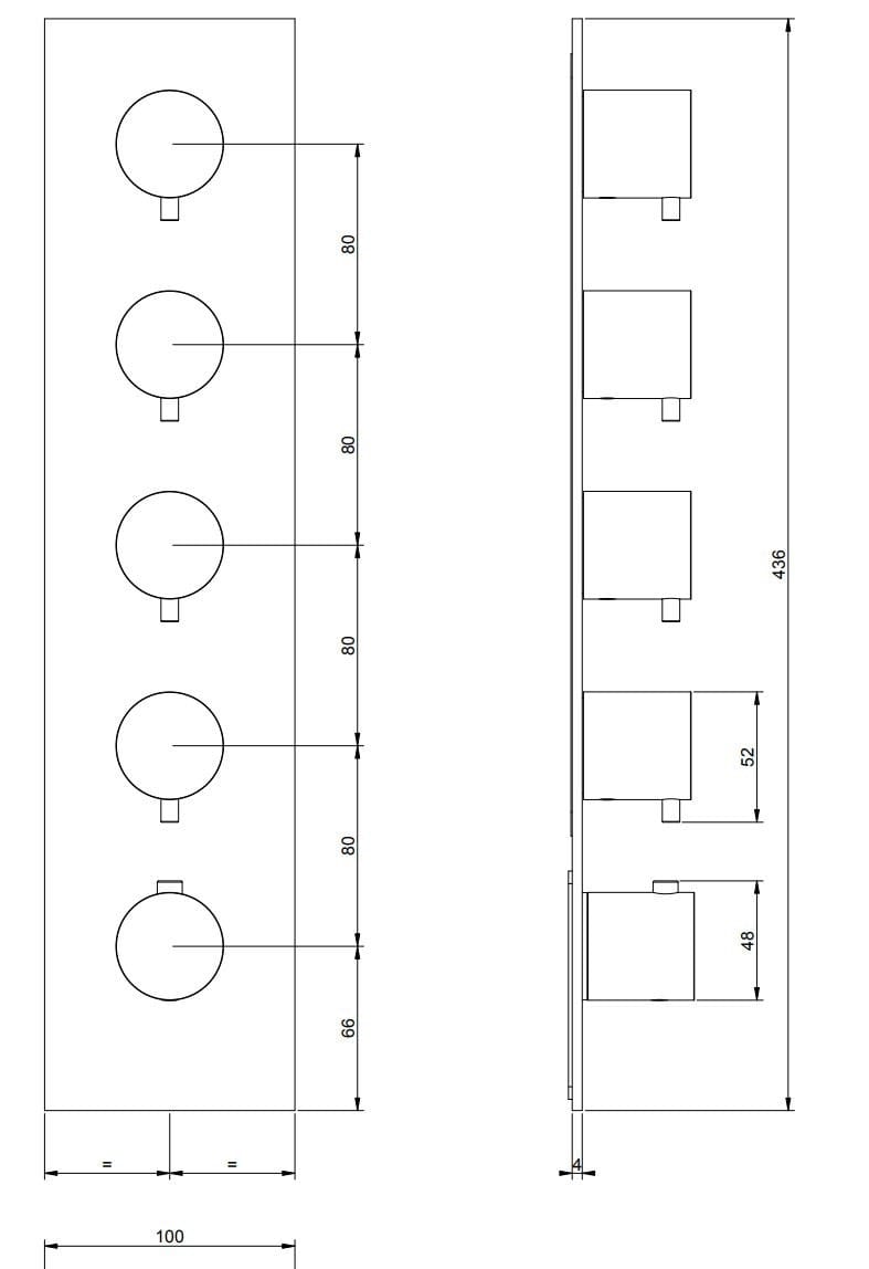 Металлический смеситель для душа с 5 отверстиями с пластиной Gessi Мелы316 ARCH-00030359 - Вид №2