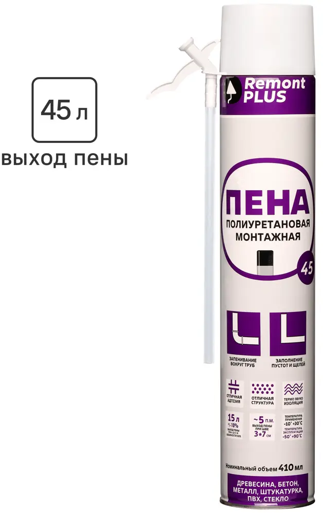 83580367 Пена монтажная бытовая Remont PLUS 45 всесезонная 410 мл STLM-0042082