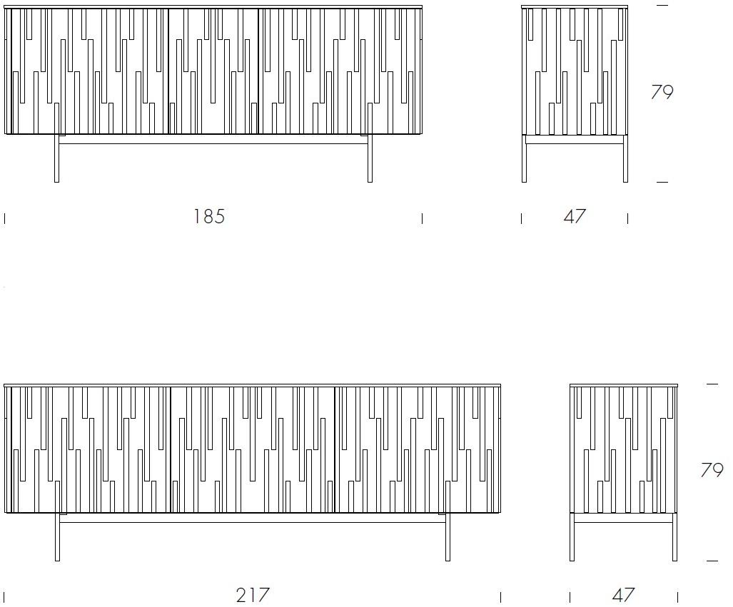 Tonin Casa Комод из дерева и стекла с распашными дверцами Drops T8626-t8624 - Вид №4
