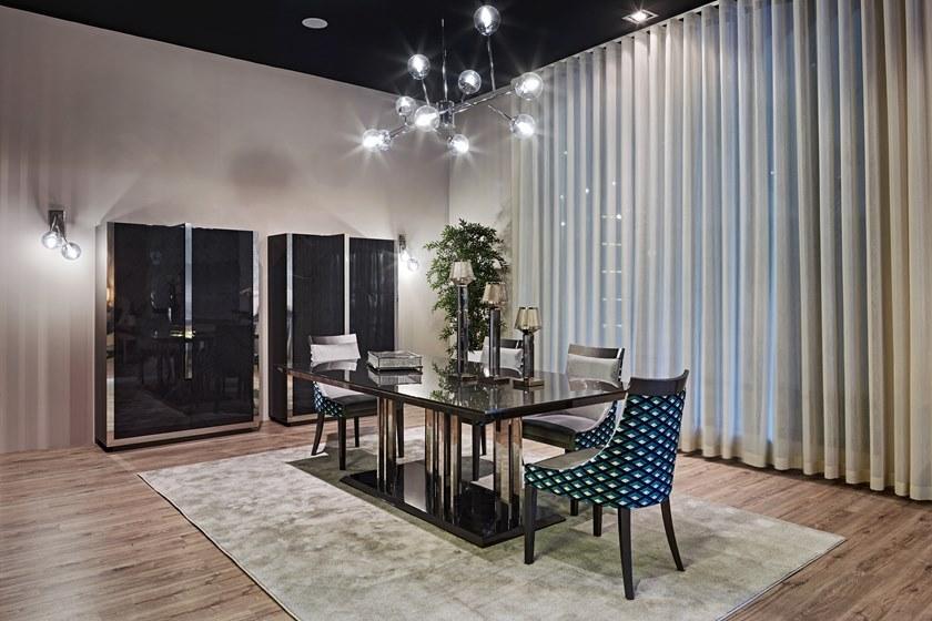 Stylish Club Лакированный обеденный стол из нержавеющей стали и дерева Empire Scf.e11 - Вид №2