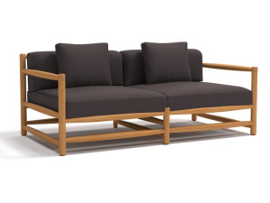 Садовый диван из тикового дерева с тканевыми подушками