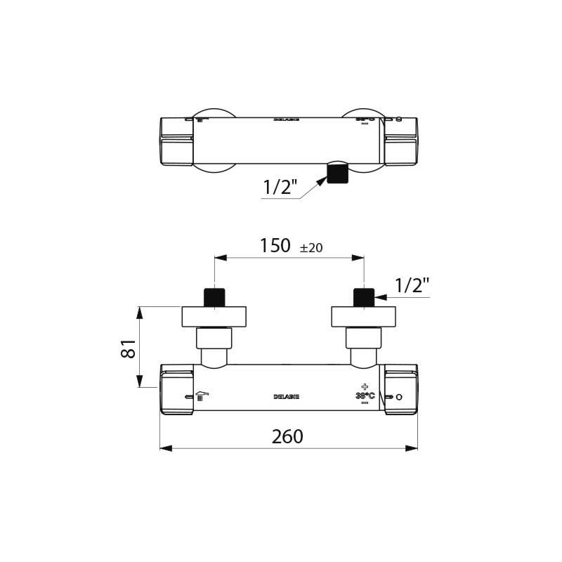 H9769S Термостатический смеситель для душа SECURITHERM Securitouch DELABIE  - Вид №1