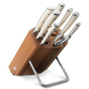 Набор кухонных ножей Ikon Cream White: 6 шт., мусат, ножницы, на деревянной подставке