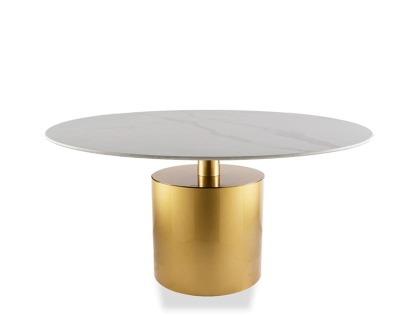 Круглый железный журнальный столик с мраморным верхом Vela Arredamenti Ikar ARCH-00007792