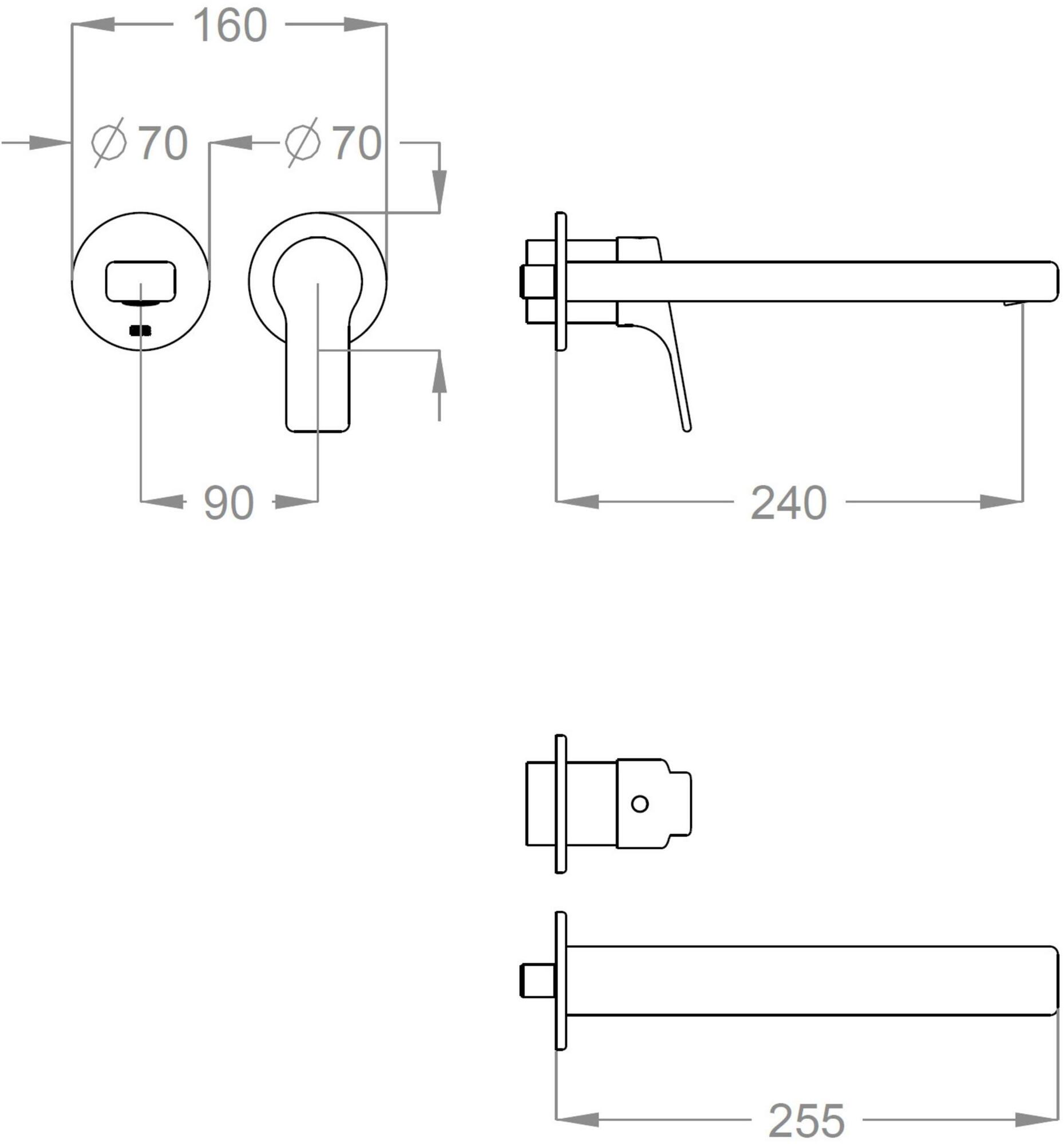 Fir Italia Смеситель для умывальника настенный из латуни на 2 отверстия New handy 52 5218208 - Вид №1