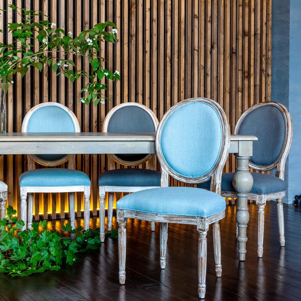 3113000 Стул «Луи / Пудровый голубой» (лен, белый жемчуг) Object Desire  - Вид №5