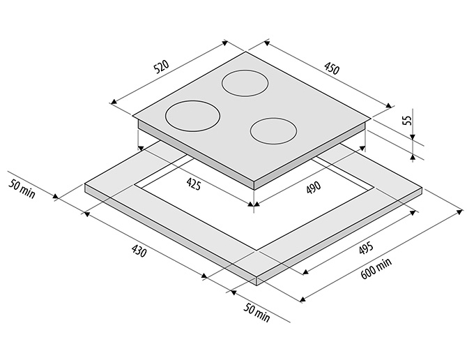 8159616 Индукционная варочная поверхность KRONA OMBRA 45 BL KRONA1 STDN-0118970 - Вид №5