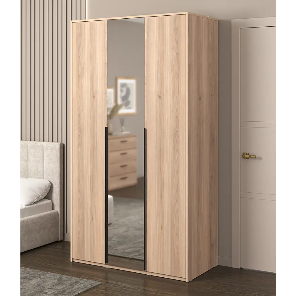 Шкаф распашной Бергамо с 2 дверями с зеркалом 120x220x60 см ЛДСП цвет дуб комано Santreyd STLM-2031623