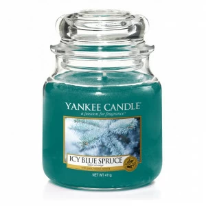 Свеча средняя в стеклянной банке "Заснеженная ель" 411 гр 65-90 часов YANKEE CANDLE  267969 Зеленый