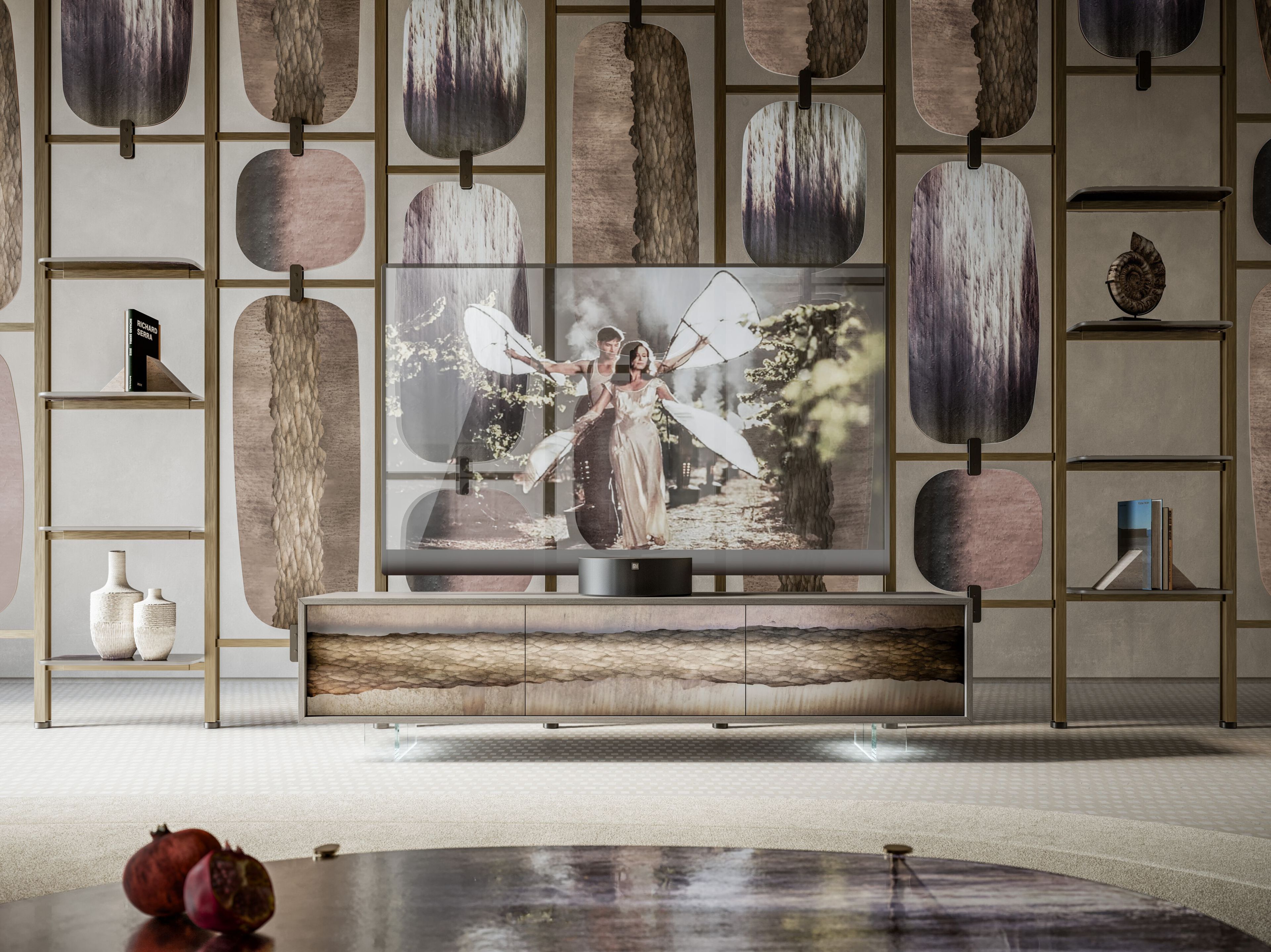 Деревянный и стеклянный шкаф для телевизора с ящиками ARTE VENEZIANA Langhe ARCH-00077127 - Вид №3