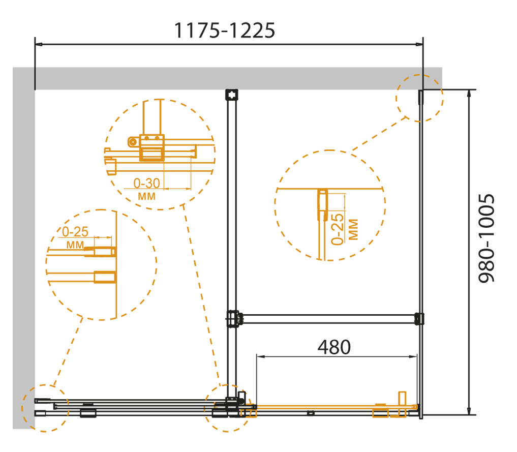 Душевой уголок CEZARES STREAM-AH-1-120/100-C-Cr - Вид №1