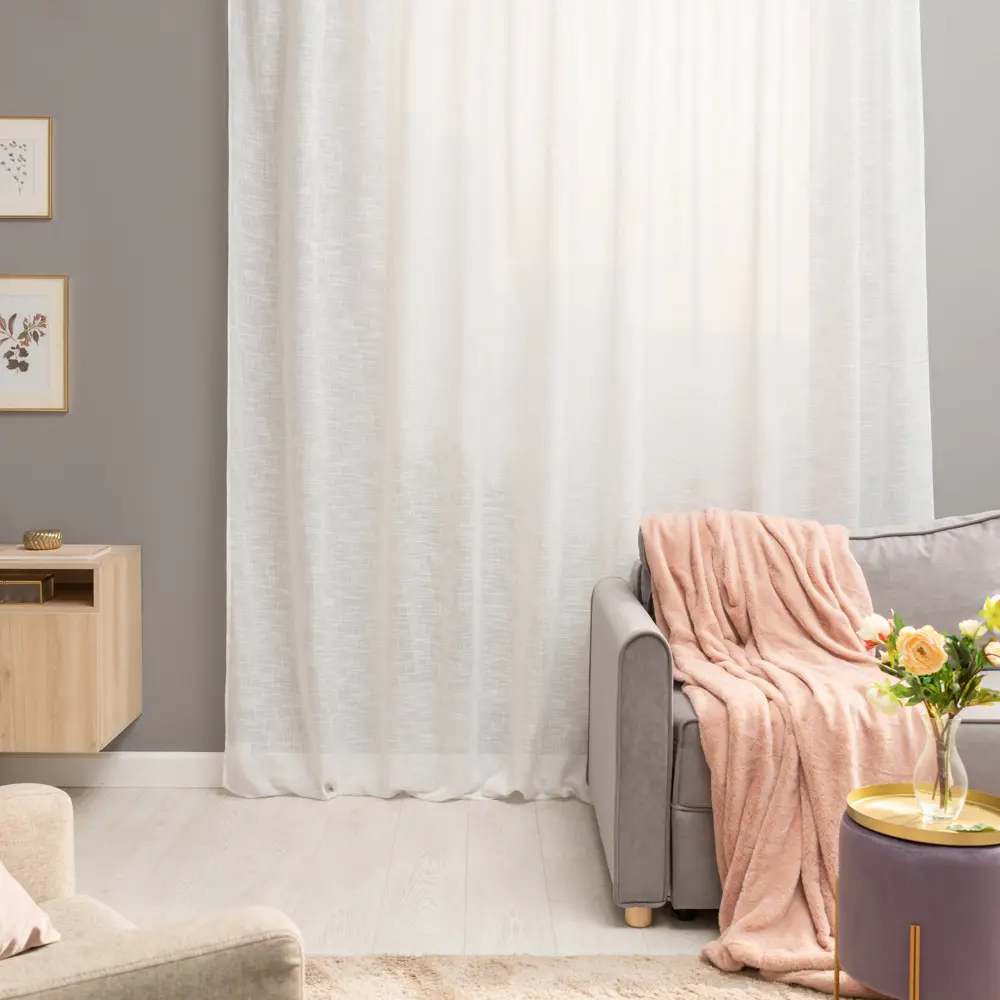Тюль на ленте со скрытыми петлями Inspire Amina 300х280 см цвет белый 18814446 STLM-2044041 