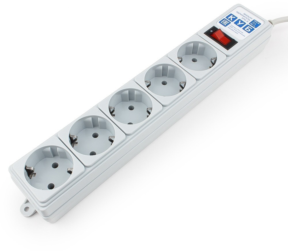 SPG-B-6 Surge protector power cube b 1.9 m 5 outlets (gray) 10a / 2.2kw Электрическая мануфактура Santreyd 