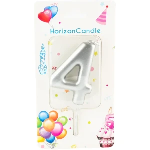 91017921 Свеча Horizon Candles для торта Цифра 4 металлик STLM-0813203