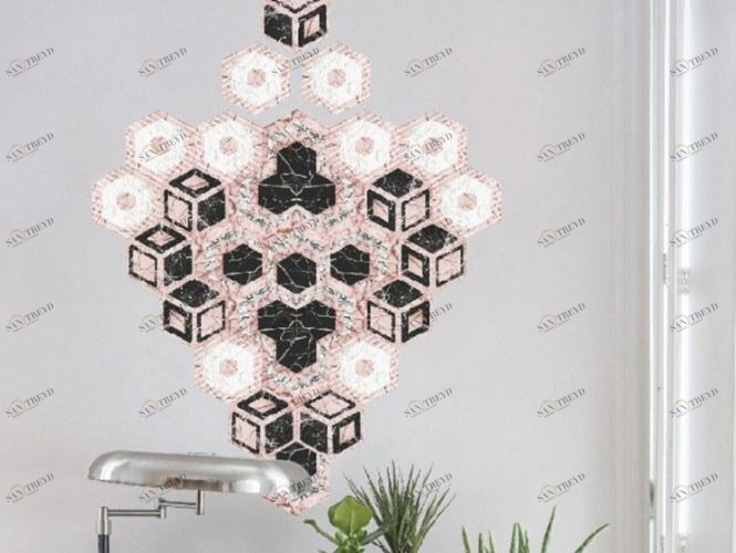 BEAUREGARD Наклейка на стену из нетканой бумаги с рисунком L'hexagone sun-id-1470573