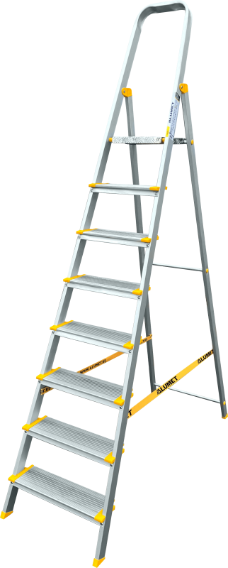 Стремянка алюминиевая профессиональная, анодированная, ширина ступени 130 мм. 8 ст.