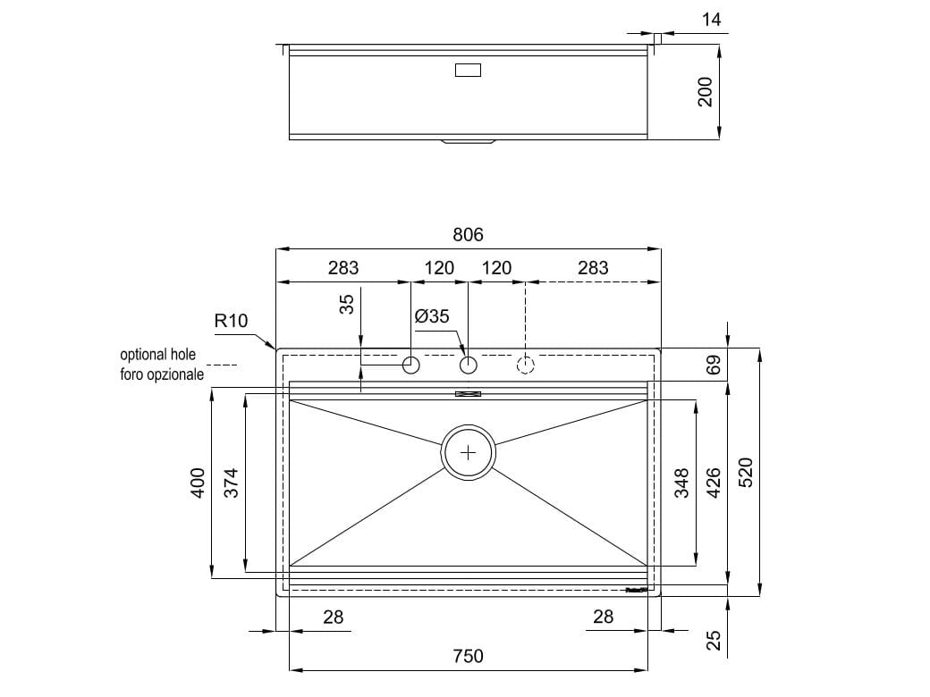 Раковина из нержавеющей стали с одной чашей Foster Milanello ARCH-00115586 - Вид №2