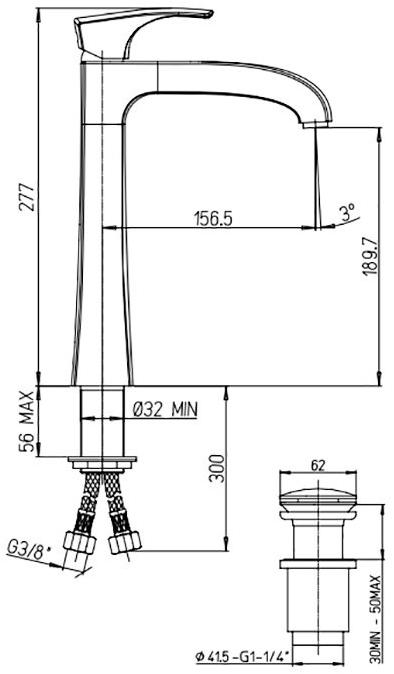 Paini Lady 89PW211LLLSSR смеситель для раковины с донным клапаном - Вид №1