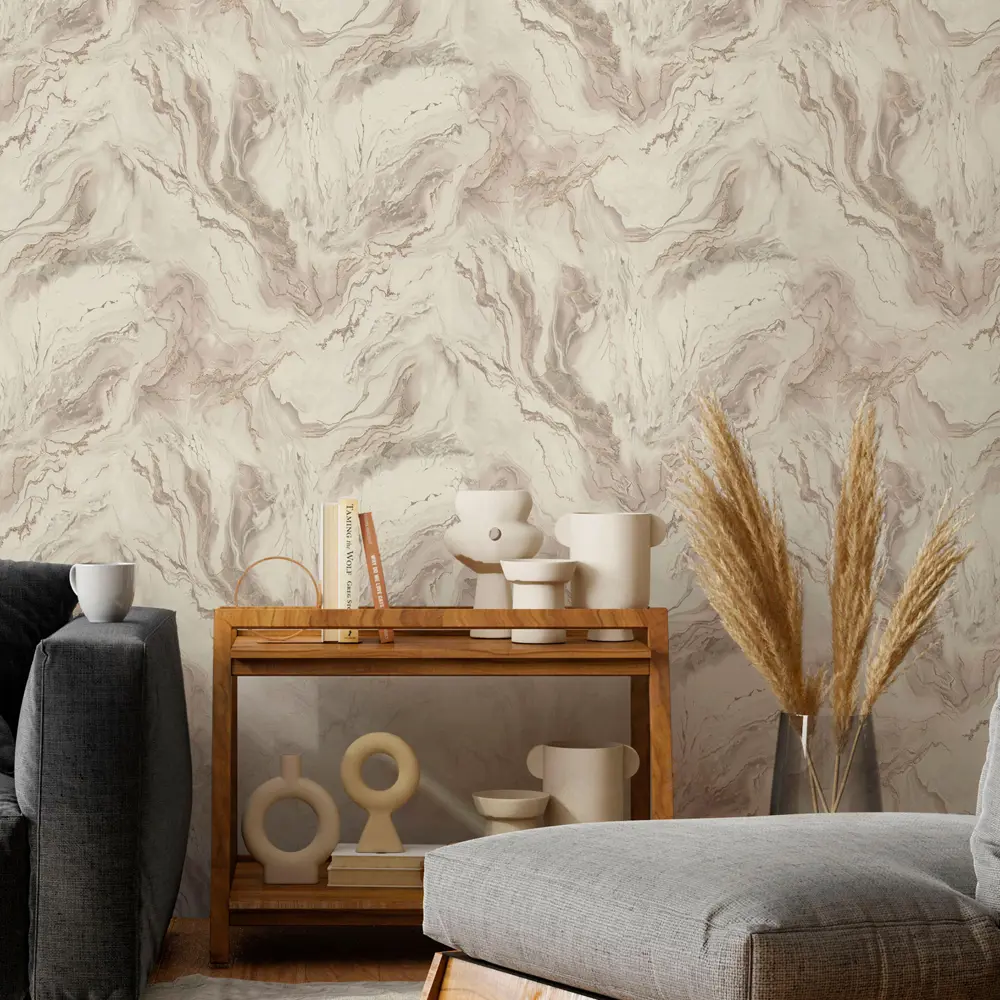 Monte Solaro Carmen: флизелиновые обои бежевого оттенка с абстрактным узором 89404406 STLM-1572227 - Вид №2