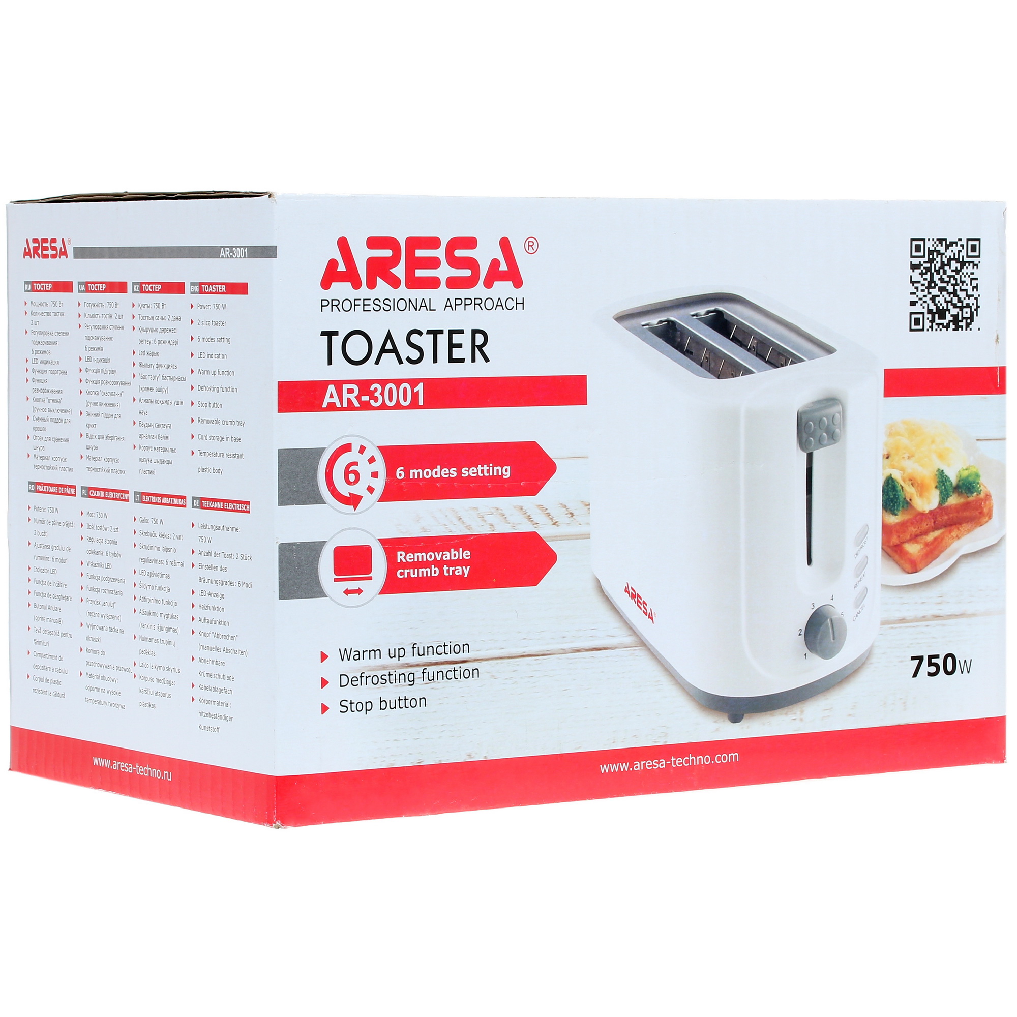 1085227 Тостер Aresa AR-3001 белый STDN-0099380 - Вид №8