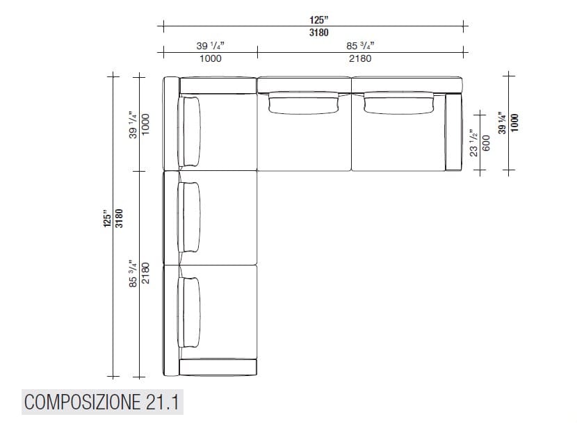 Угловой диван из ткани с полуостровом Lema Venise ARCH-00125173 - Вид №42