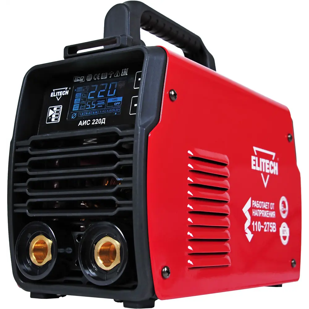 Сварочный аппарат инверторный Elitech АИС 220Д E1703.015.00, 220 А, до 6 мм STLM-2154629 - Вид №2