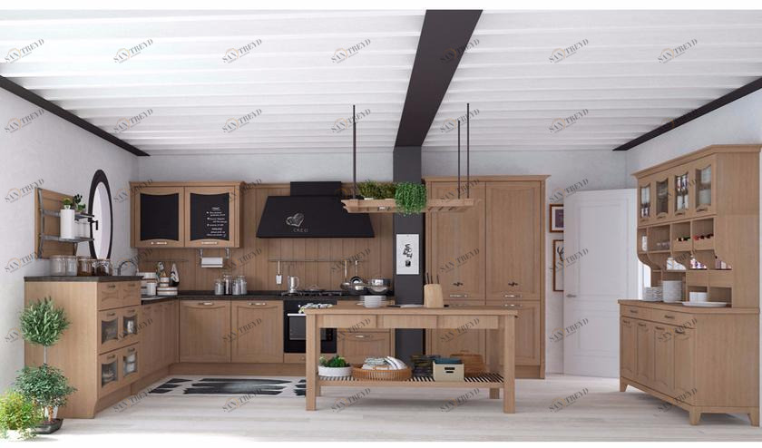 CREO Kitchens Встроенная кухня из массива дерева с ручками Aurea sun-id-1361573