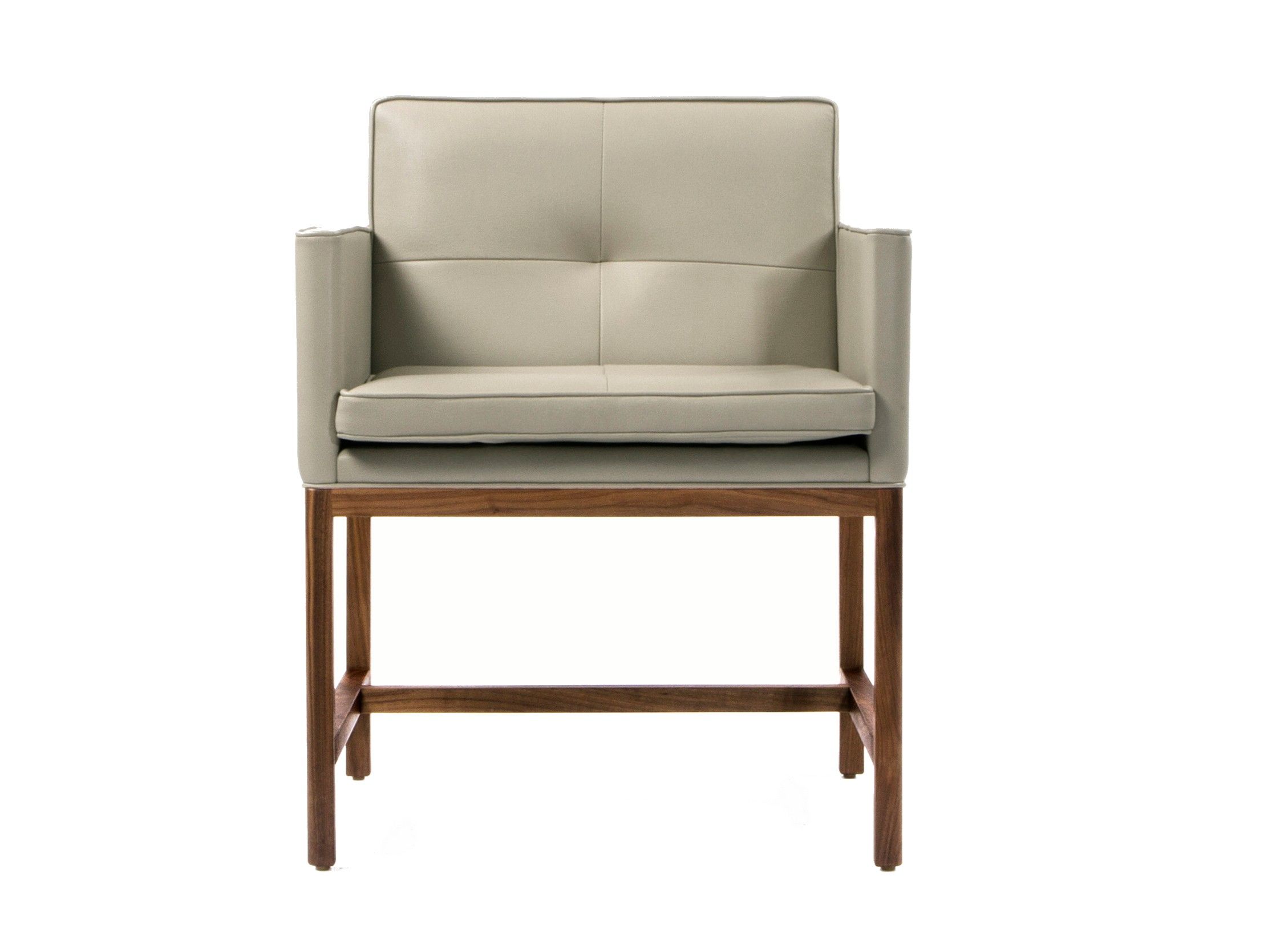 Кожаный мягкий стул с подлокотниками BassamFellows Столовая с деревянным каркасом ARCH-00001803