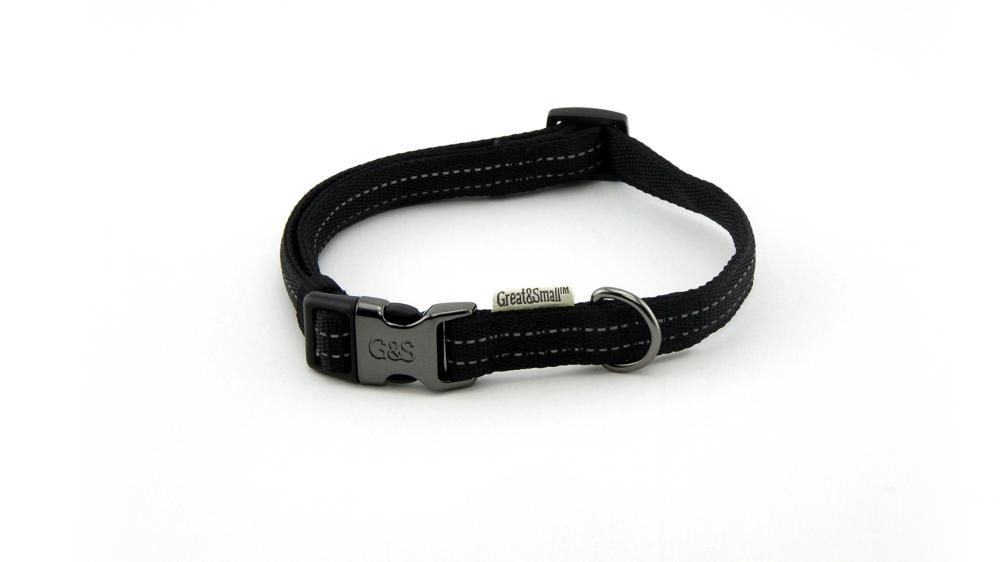 ПР0043597 Ошейник для собак со светоотражающей острочкой 20х350-550мм нейлон черный Great&Small 