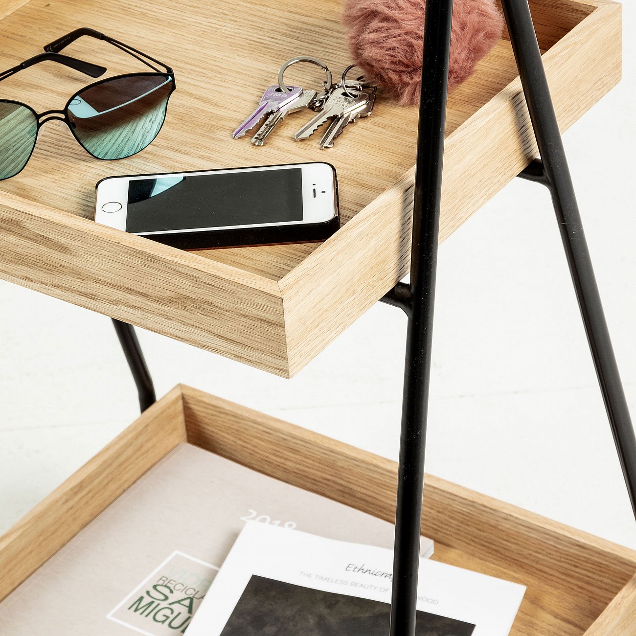 Столик сервировочный на колесиках с двумя полками 49 см Fortune CC0758E01 от La Forma LA FORMA  298468 Коричневый  - Вид №1