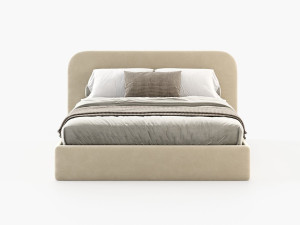 Двуспальная кровать из ткани с мягким изголовьем