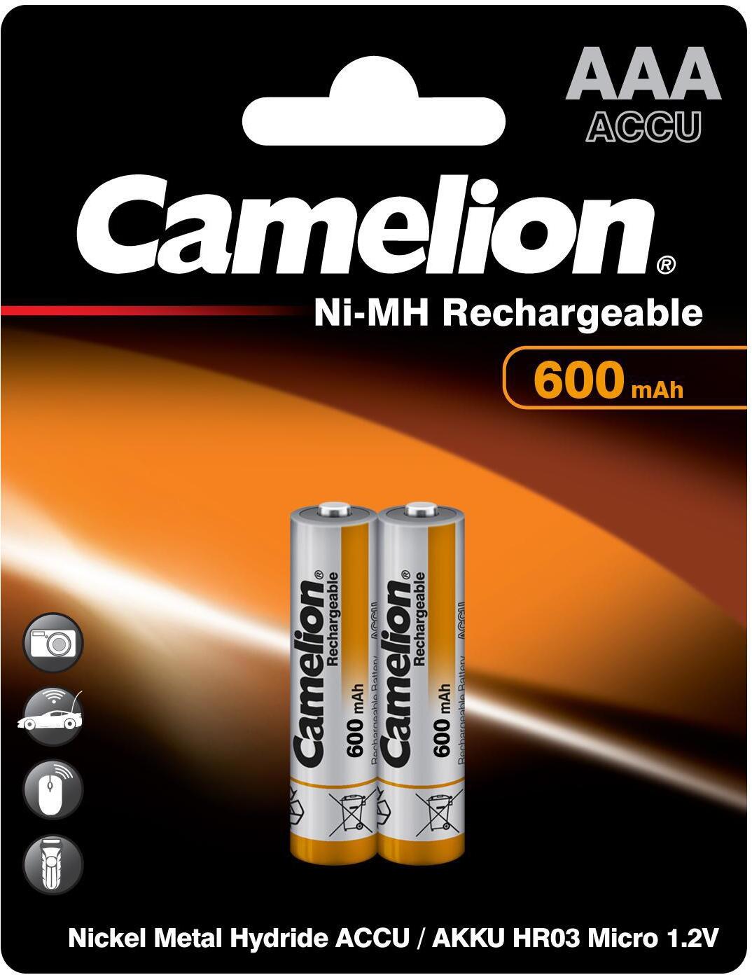 93740478 Аккумуляторная батарейка Rechargeable AAA (HR03) Ni-Mh 600 мАч 2 шт. STLM-0563927 CAMELION