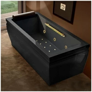 Ванна с гидро и аэромассажем чёрная с золотом Gruppo Treesse Blanque 1880 V168N-SX-CZ