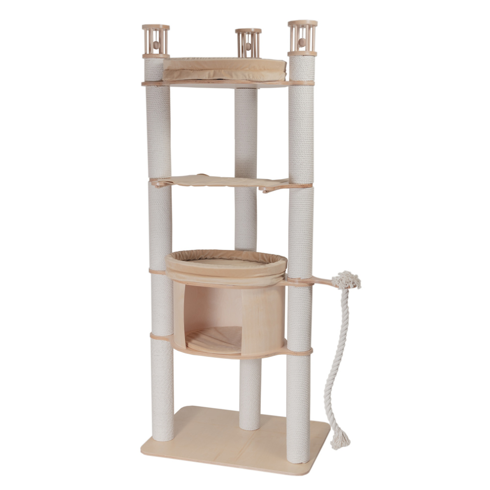 ПР0057373 Когтеточка для кошек Prestige-3, в лаке, бежевые подушки 189см MYSNOOPY 