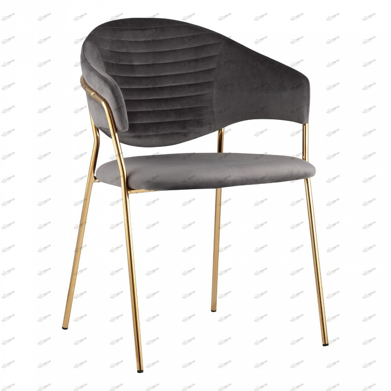 Стул с подлокотниками темно-серый вельветовый "Эвита" STOOL GROUP ДИЗАЙНЕРСКИЕ, ИНТЕРЬЕРНЫЕ 00-3881848 Серый 