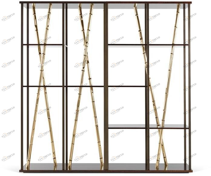 ETRO Home Interiors Открытый книжный шкаф из эвкалипта и металла Taxila E.tax.541.a