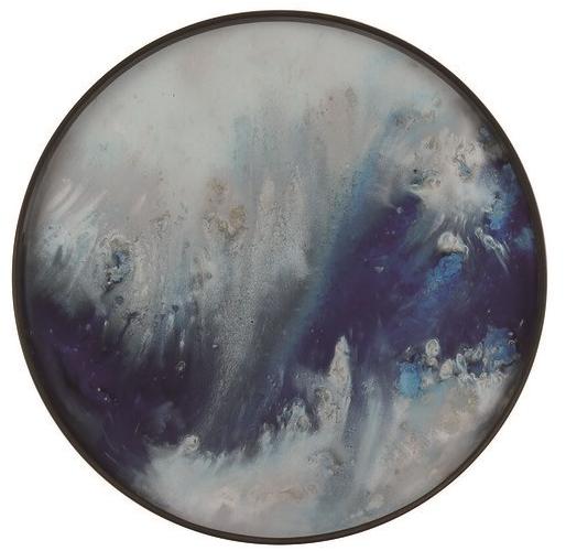 Ethnicraft Круглый поднос из дерева и стекла Tribal quest 20371 - Вид №1