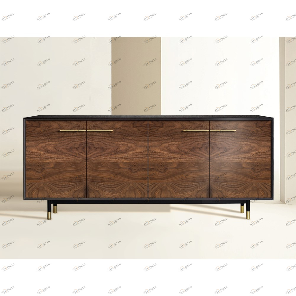 Тумба высокая с 4 дверцами американский орех Impala ACWD IMPALA 00-3981929 Коричневый;черный 