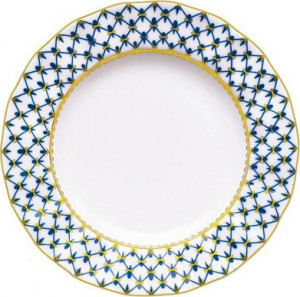 83569 Императорский фарфоровый завод Тарелка десертная ИФЗ "Кобальтовая сетка" 18см, ф.Тюльпан Фарфор твердый