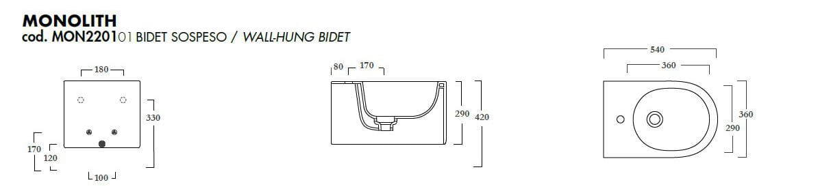 Подвесное биде в витрине Olympia Ceramica Monolith ARCH-00139788 - Вид №1