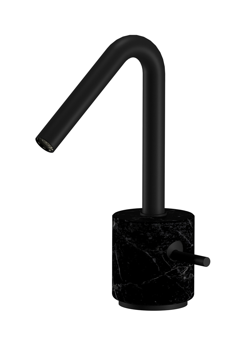 Смеситель для раковины на 1 отверстие в комплекте с донным клапаном WE ARE IB mr200np_2 Matt Black Marmo